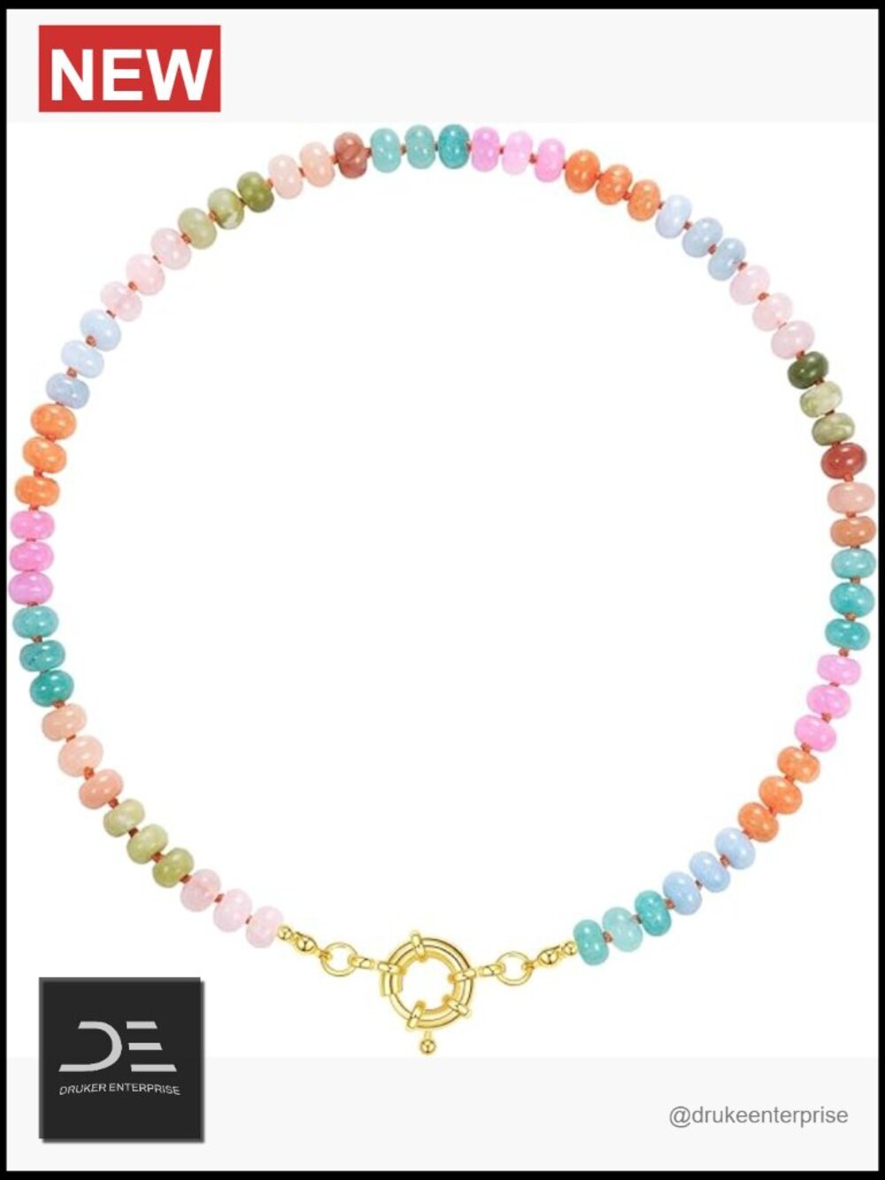 Handmade Natural Gemstone Beaded Choker Necklace 14K Gold Plated